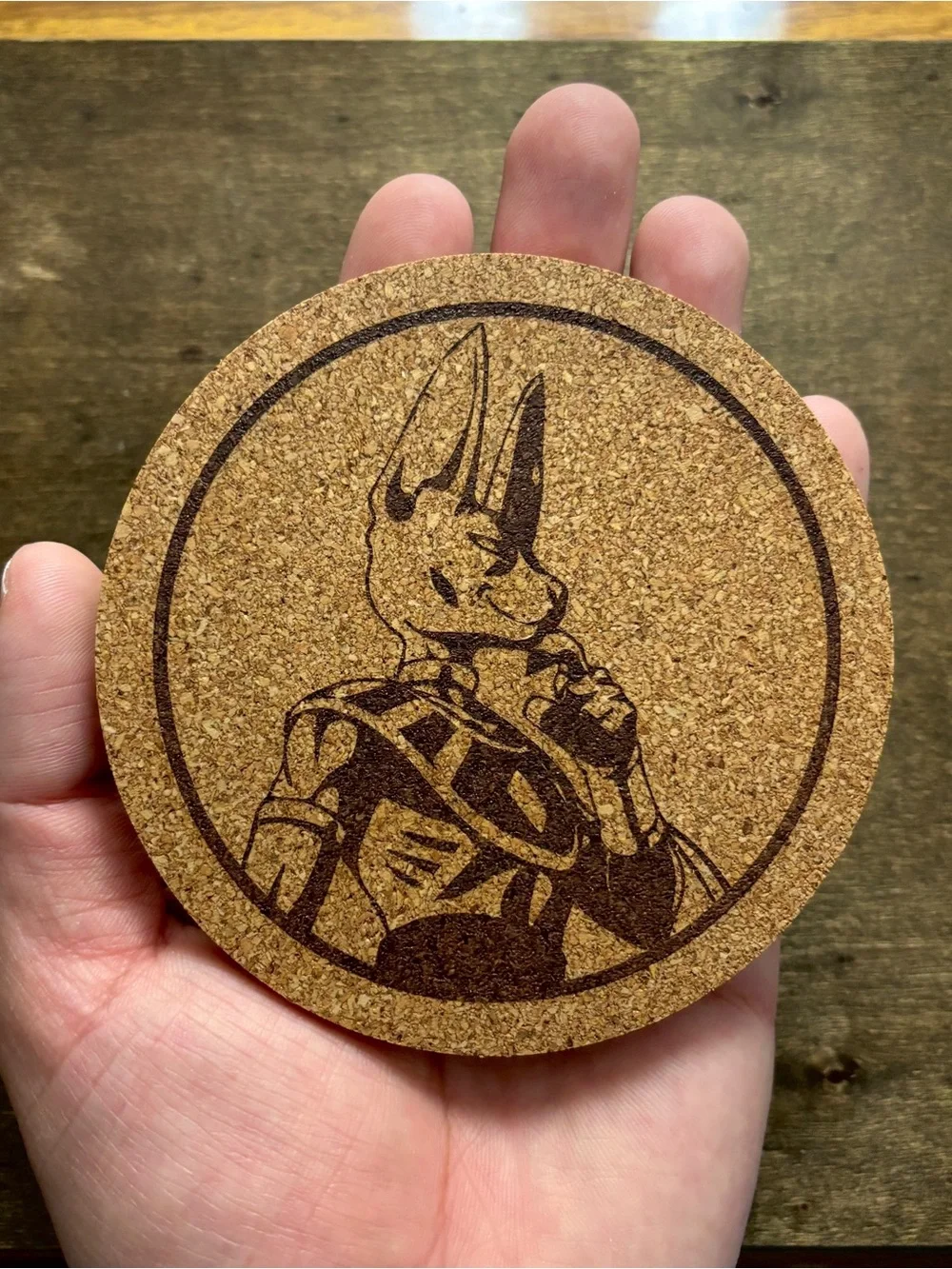 Dragon Ball Super Beerus Laser Engraved Cork Coaster